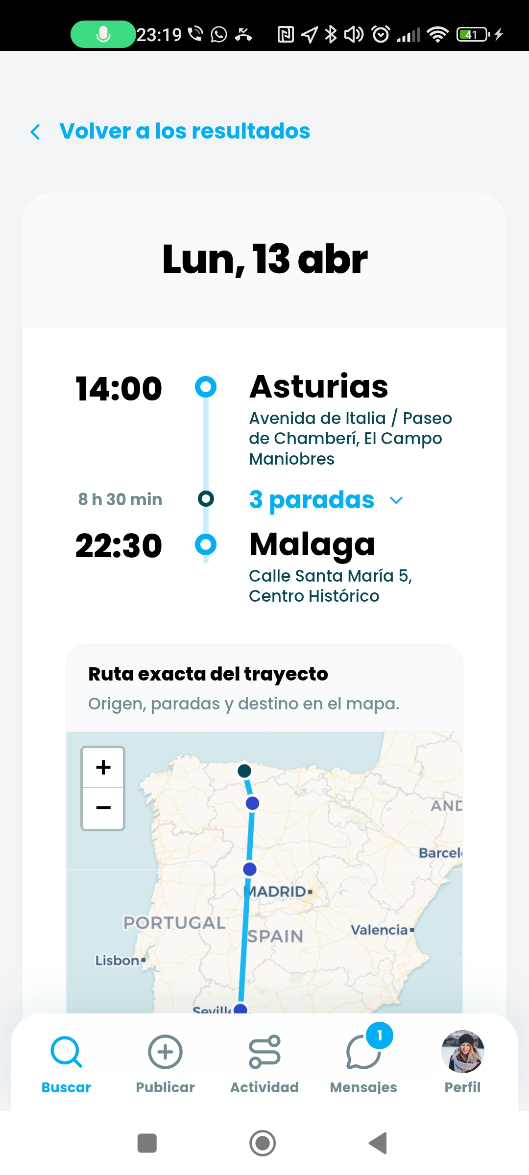 Vista previa de la app de Waymov